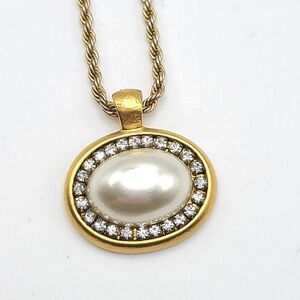 Danon  Gold Toned and Faux Pearl Pendant Necklace, Made In Israel